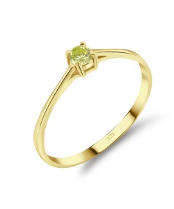 Gold Plate 3mm Peridot CZ Ring CSR-150-3-GP